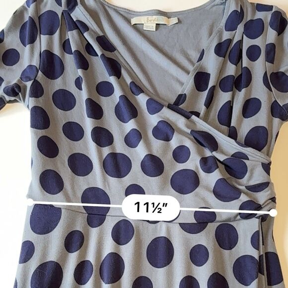 Boden Dress Women's Size 4 Long US, 8L UK Blue Polka Dot V Neck 3/4 Sleeves Work - Picture 7 of 8